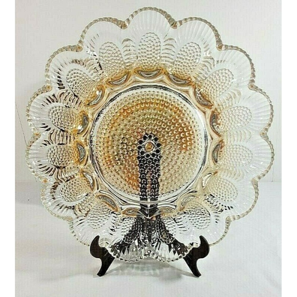 Indiana Glass Deviled Egg Relish Hors D'oeuvre Dish/Platter VTG w/Box Pebbled